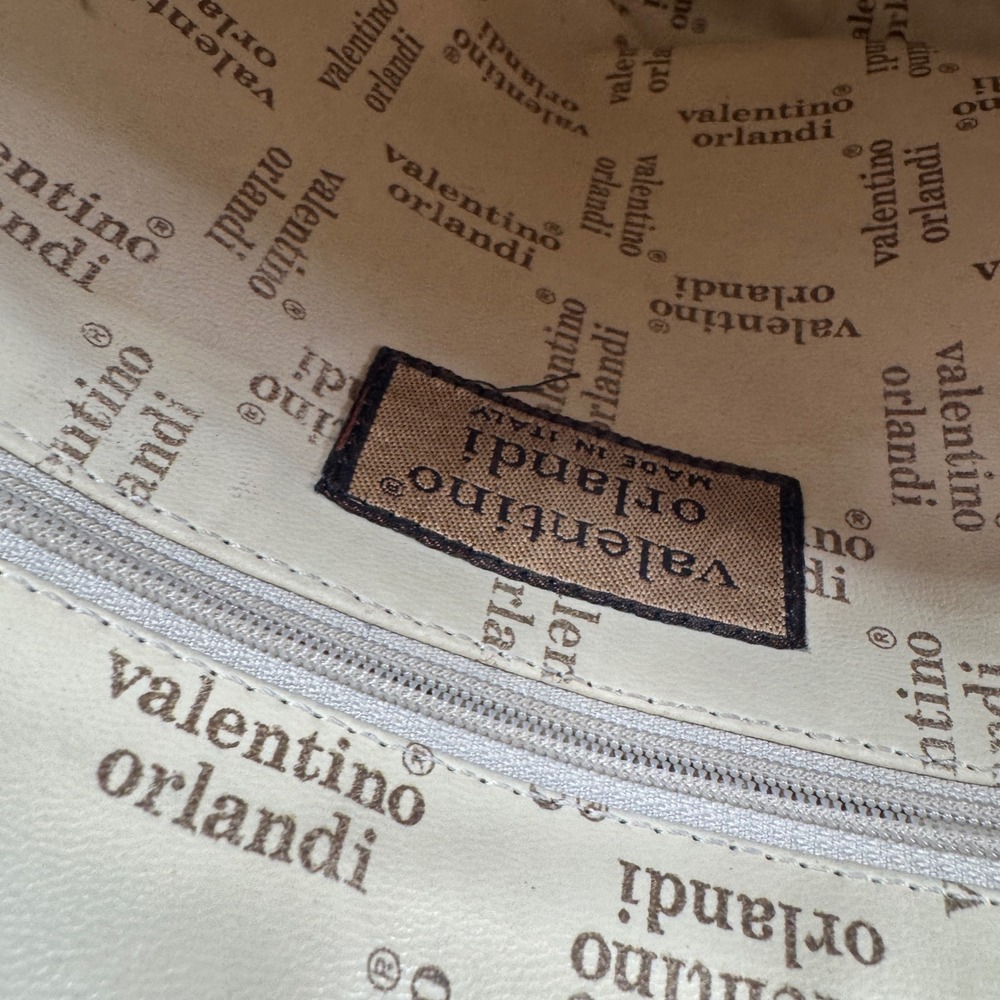 Valentino Orlandi Womens Top Handle Bag Cream Leather Tassel Made in Italy 7095 - Picture 7 of 15